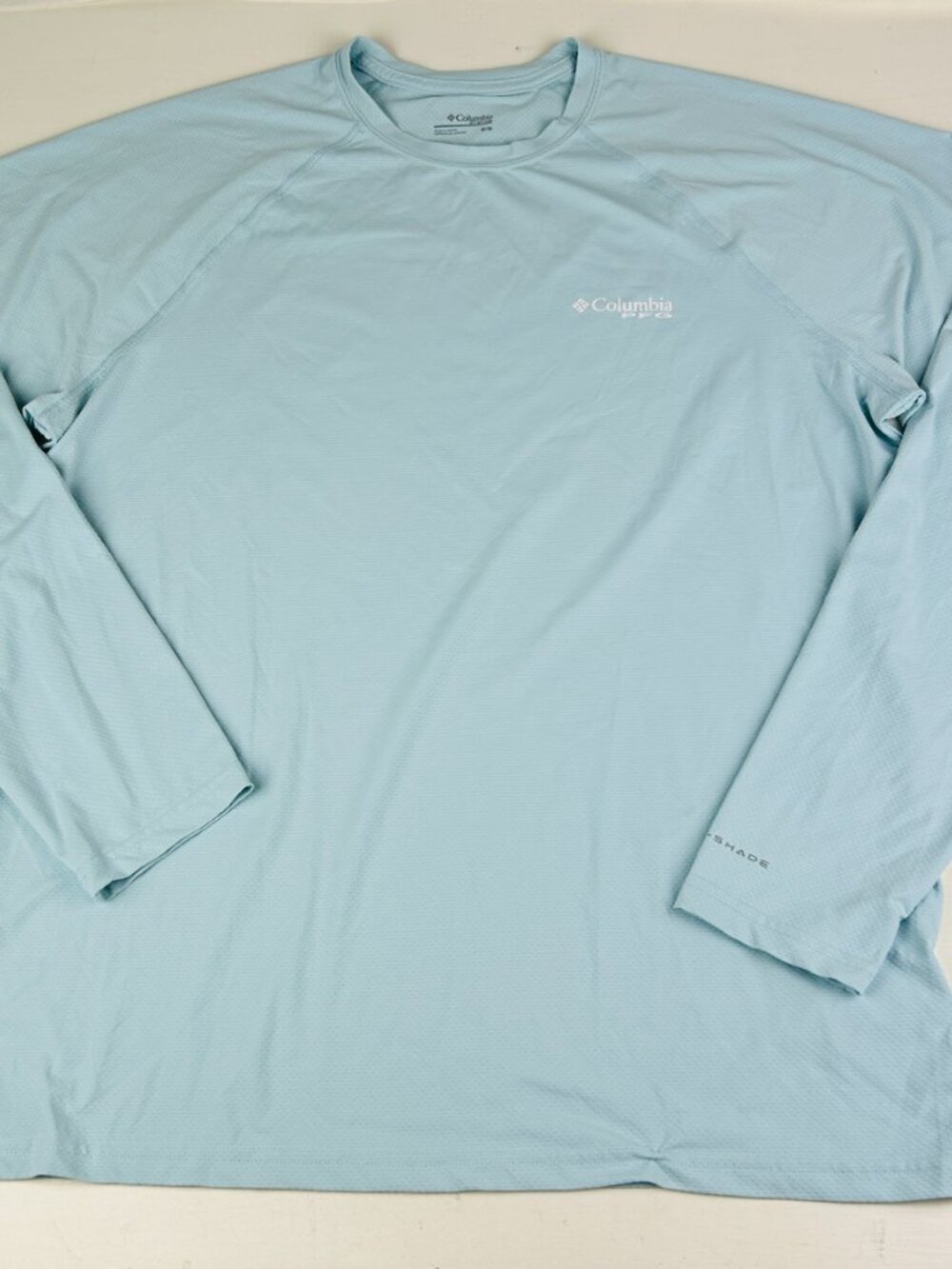 Columbia Light Blue Omni-Shade Long Sleeve Shirt Mens M UPF Sun Protection